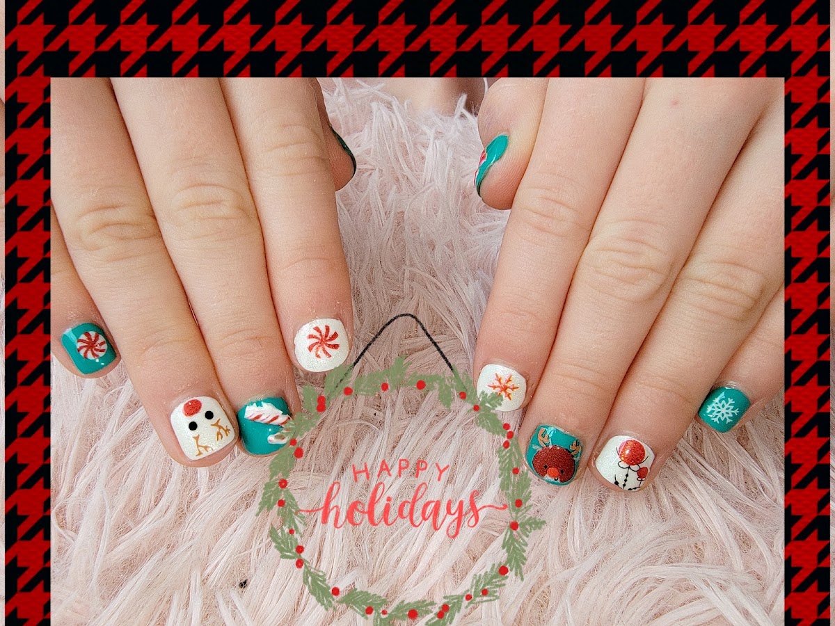 Hand-painted holiday nail art