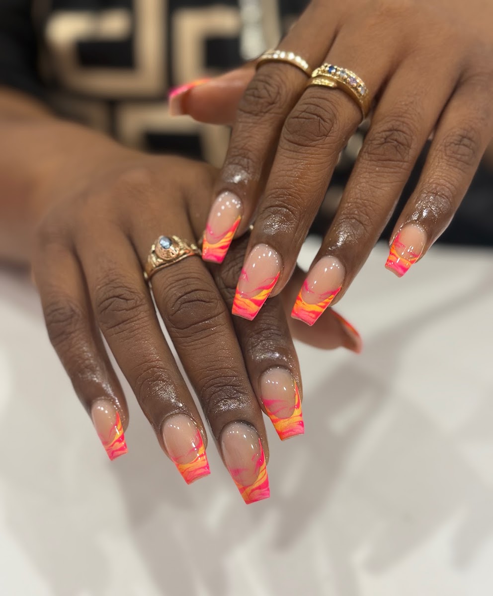 Bright French nail extensions