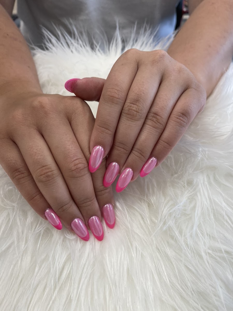 Long pink almond nails