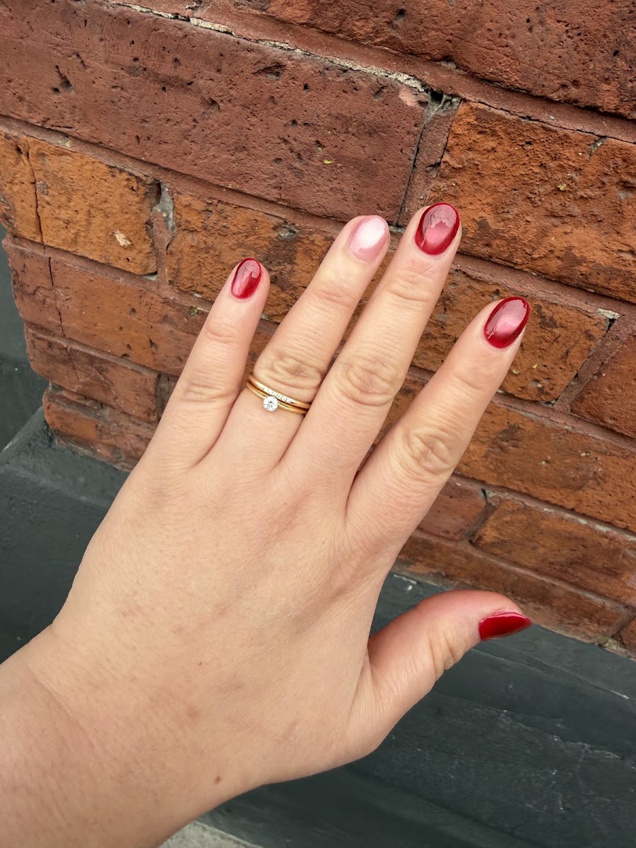 Red micro French manicure